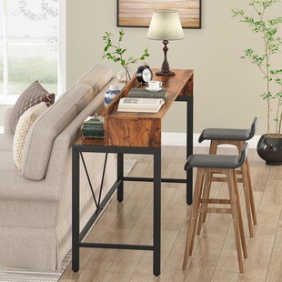 Cross-border Bar Table Steel Wood Structure Window Side Coffee Table Open Kitchen Dining Table Sofa Side Table