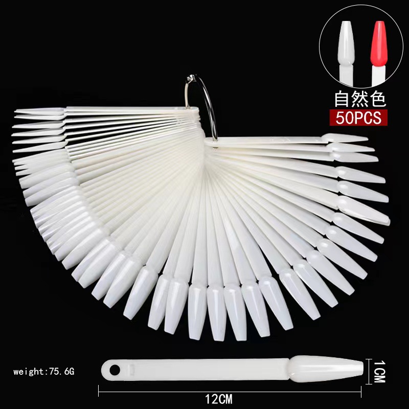 Nail Art Placa de color 50 piezas Tarjeta de color en forma de abanico arte de uñas multi-estilo esmalte de uñas pantalla color placa práctica tarjeta de color en stock