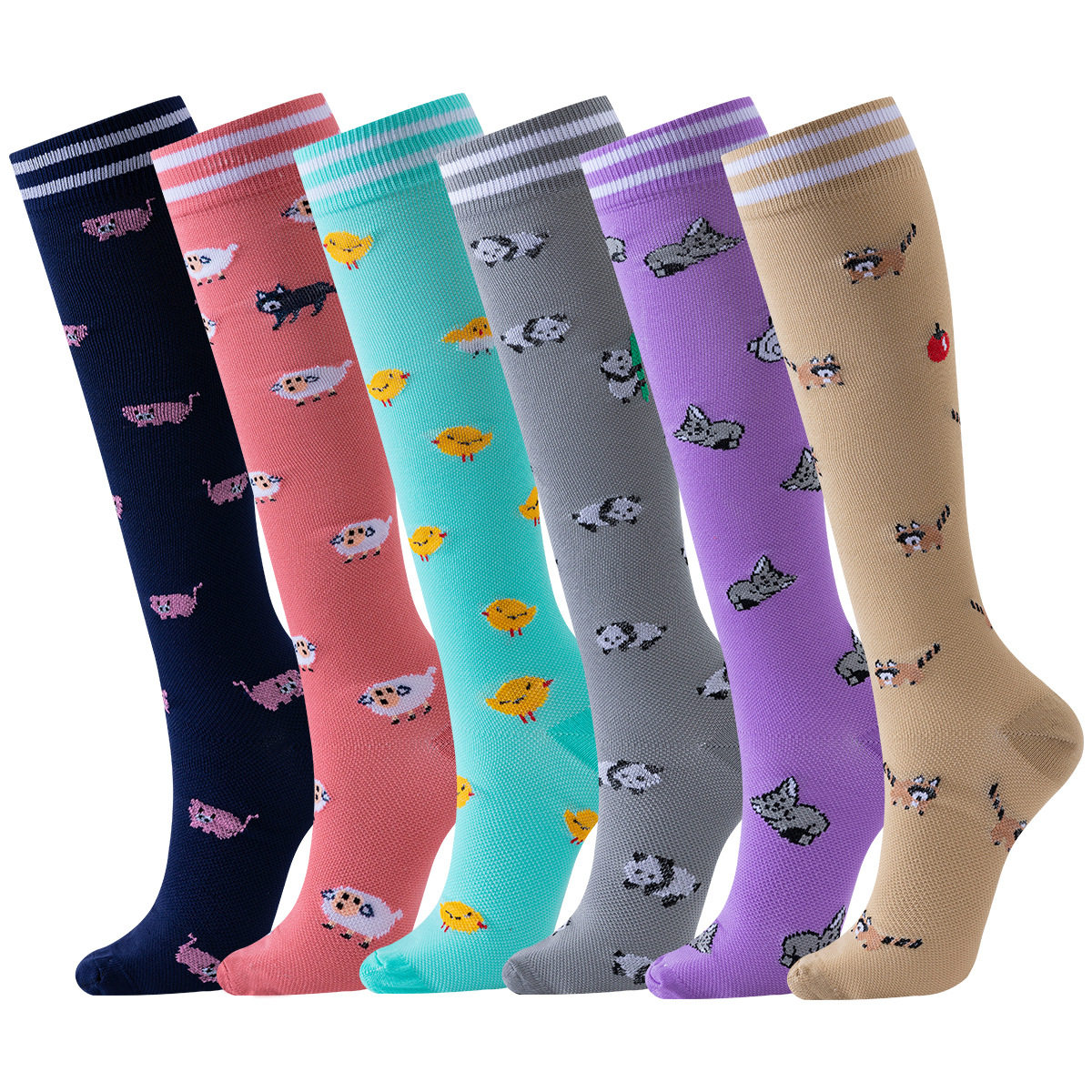 1/5 pares/6 pares de calcetines de compresión con patrón de cachorro