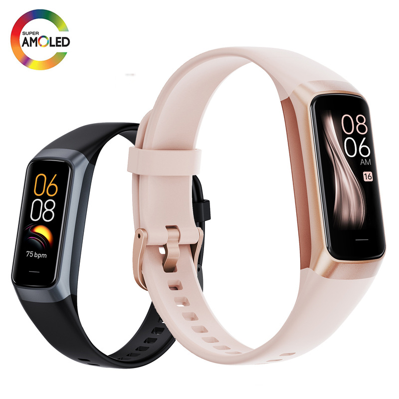 Cross-Border Popular C60 Smart Bracelet 1.1inch Amoled High-Definition Body Temperature Measurement Waterproof Sports Watch for Boys and Girls