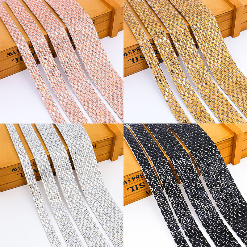 라인스톤 스트립 액세서리 DIY 보석 핫 드릴링 접착제 드릴링 스티커 가구 자체 접착 라인석 액세서리 드릴링 장식 벨트 플래시 드릴 스티커