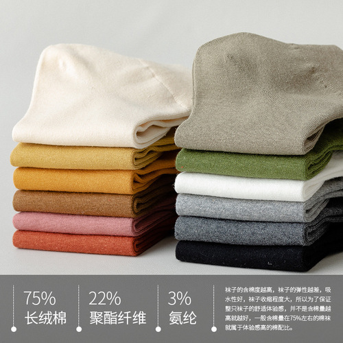 Spring and summer socks women's mid-calf socks thin ins trendy socks solid color cotton bottom sweat-absorbent breathable mesh casual sports socks