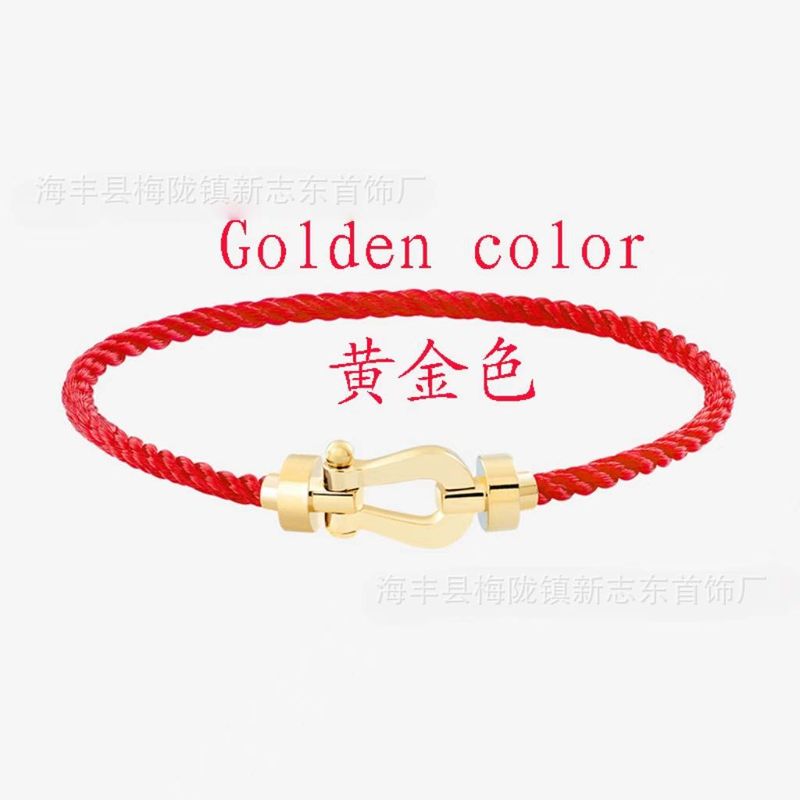 中号马蹄扣费雷德红绳手链情侣款男女本命年转运精工钢丝DIY手绳|undefined