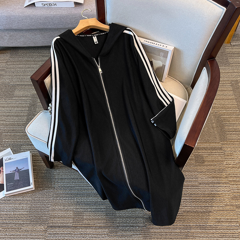 300 catties large size women's clothing fat mm plus weight plus bust 150 new autumn product loose slimming mid-length jacket