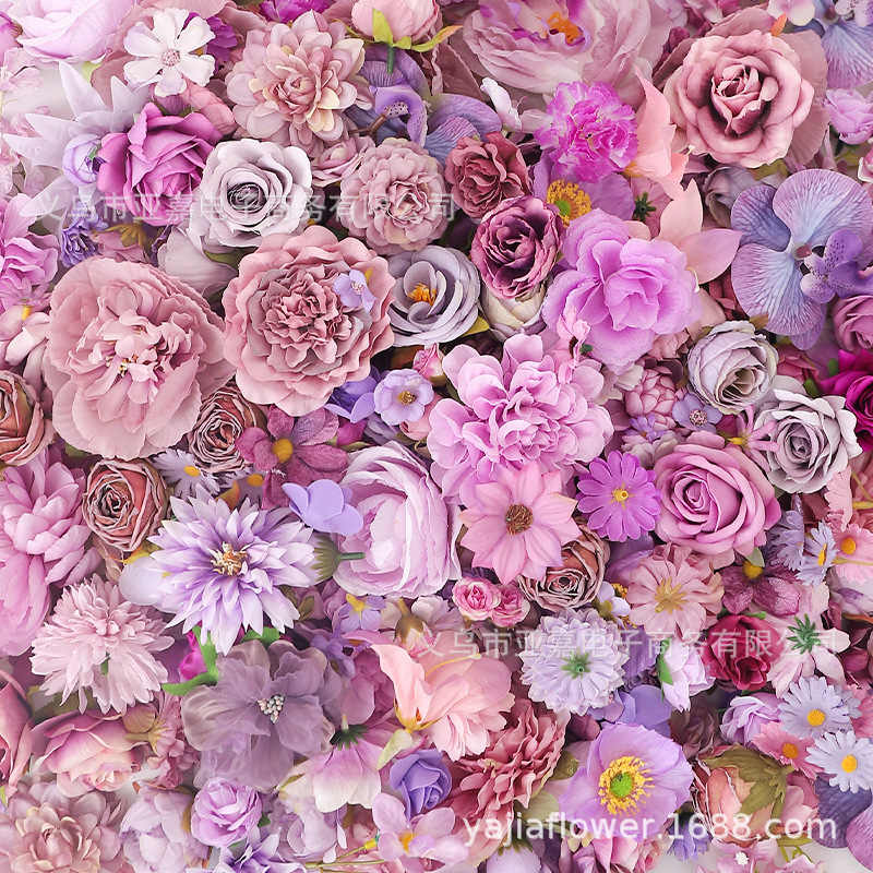 Artificial Flowers in Purple Series, Flower Head Wreath DIY Materials, Artificial Flowers for Scene Arrangement, High-End Realistic Wedding Flowers