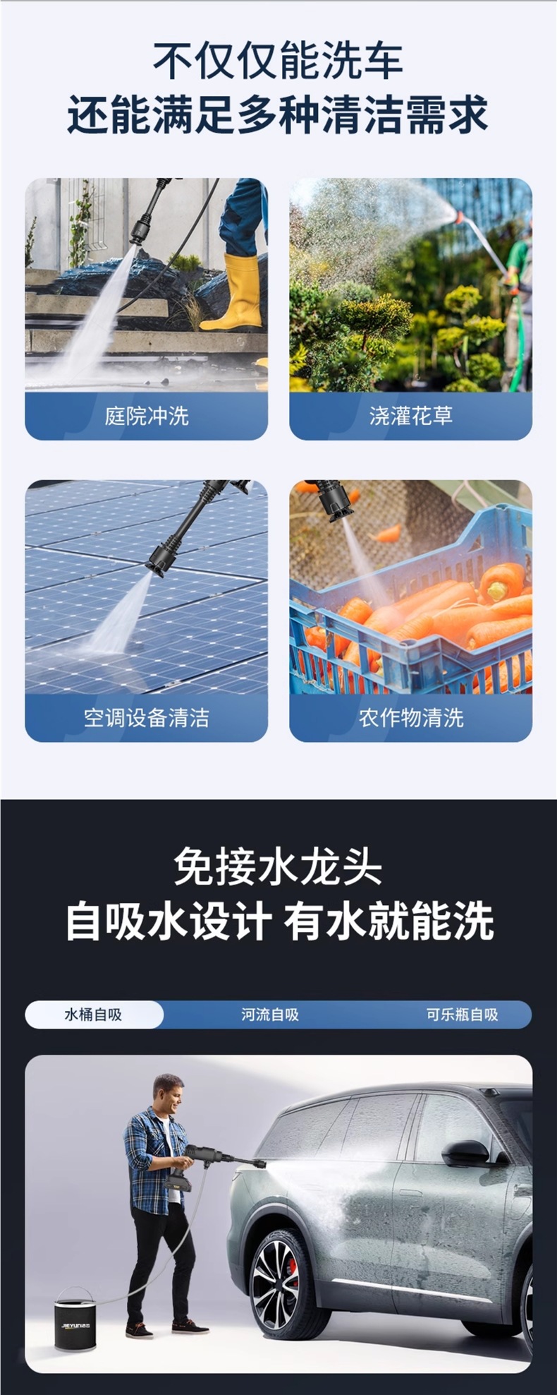 Wireless Car Washing Machine, Household High-Pressure Water Gun Cleaning Artifact, Car Charging, High-Power Lithium Battery, Powerful Booster