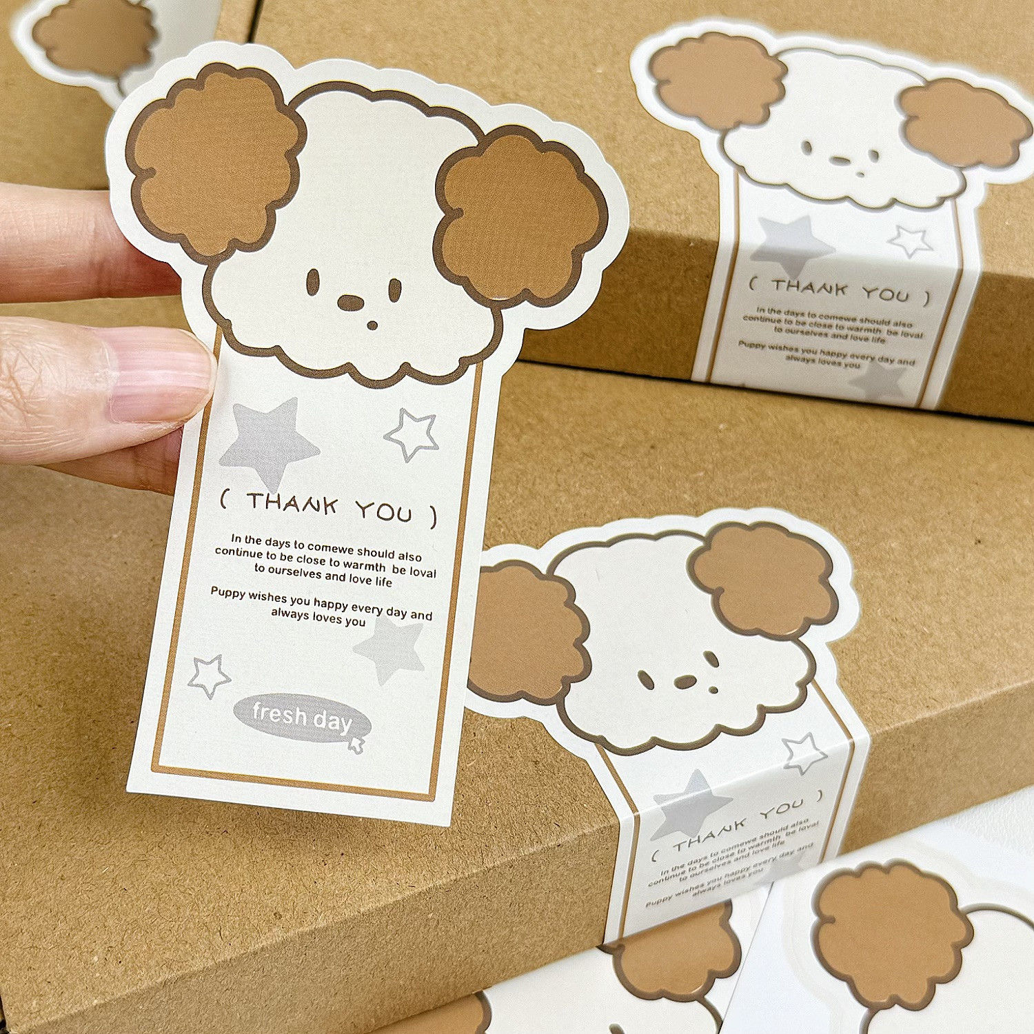 Chocolate cachorro de forma especial pegatinas de sello recibo pegatinas adhesivas adorables pegatinas de dibujos animados empaque expreso pegatinas decorativas