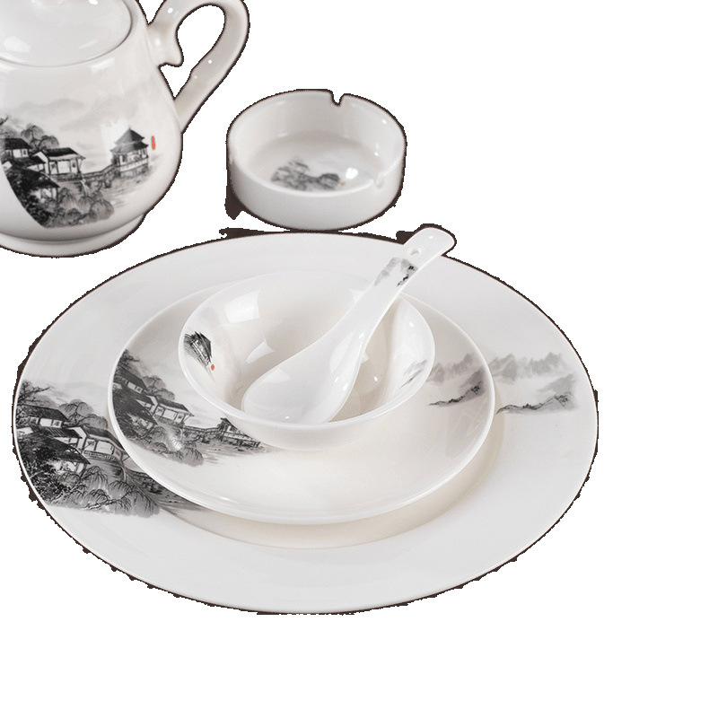 Set for hotel, ceramic tableware, Chinese style, 4 piece set