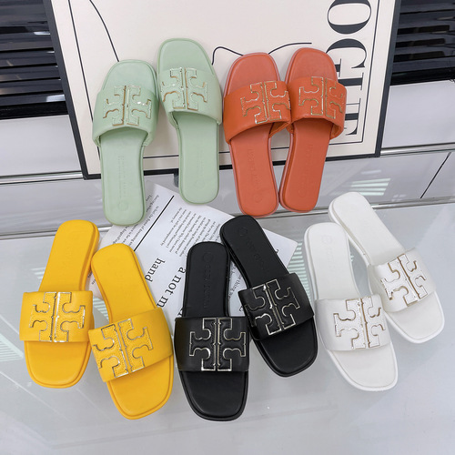 Women's 2024 Summer New Slide Sandals Slippers Beach Casual European and American Cross-border Leather Flip-Flops