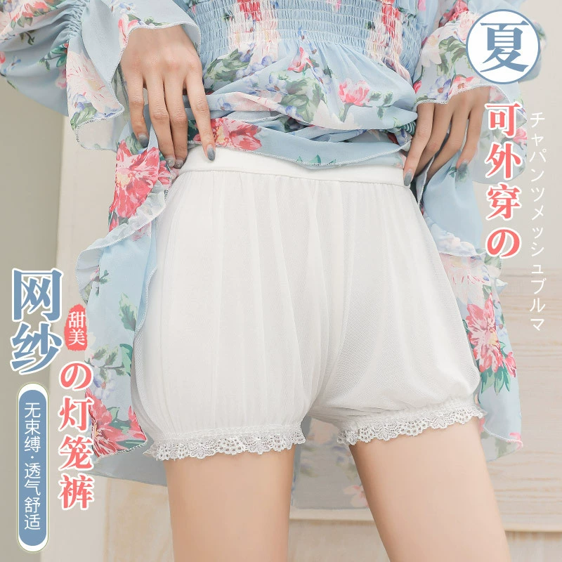 Кружевные защитные брюки JK, женская верхняя одежда, шорты с низом, легкие безопасные брюки из трех частей, летние тонкие белые шаровары