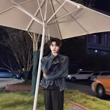 美式复古水洗短款牛仔外套男款潮牌小众cleanfit高街春秋工装夹克