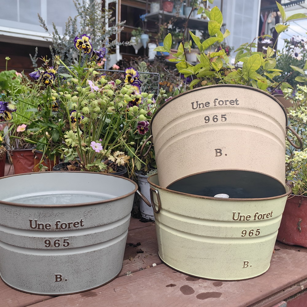 단철 잡화 둥근 줄무늬 냄비 원예 장식품 일본식 화분 정원 장식품