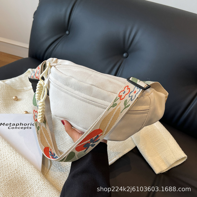 Canvas Small Bag Women's New Trendy Ins Waist Bag All-match Chest Bag Women's Shoulder Bag Casual Sports Crossbody Dumpling Bag