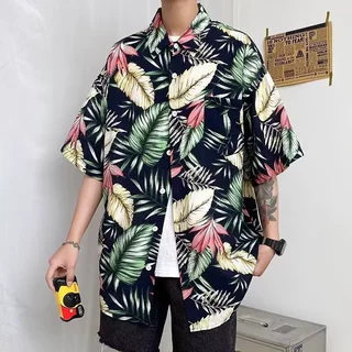 夏威夷沙滩花衬衫男短袖夏季潮ins宽松港风日系痞帅半袖衬衣外套