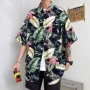夏季男短袖半袖宽松花衬衫