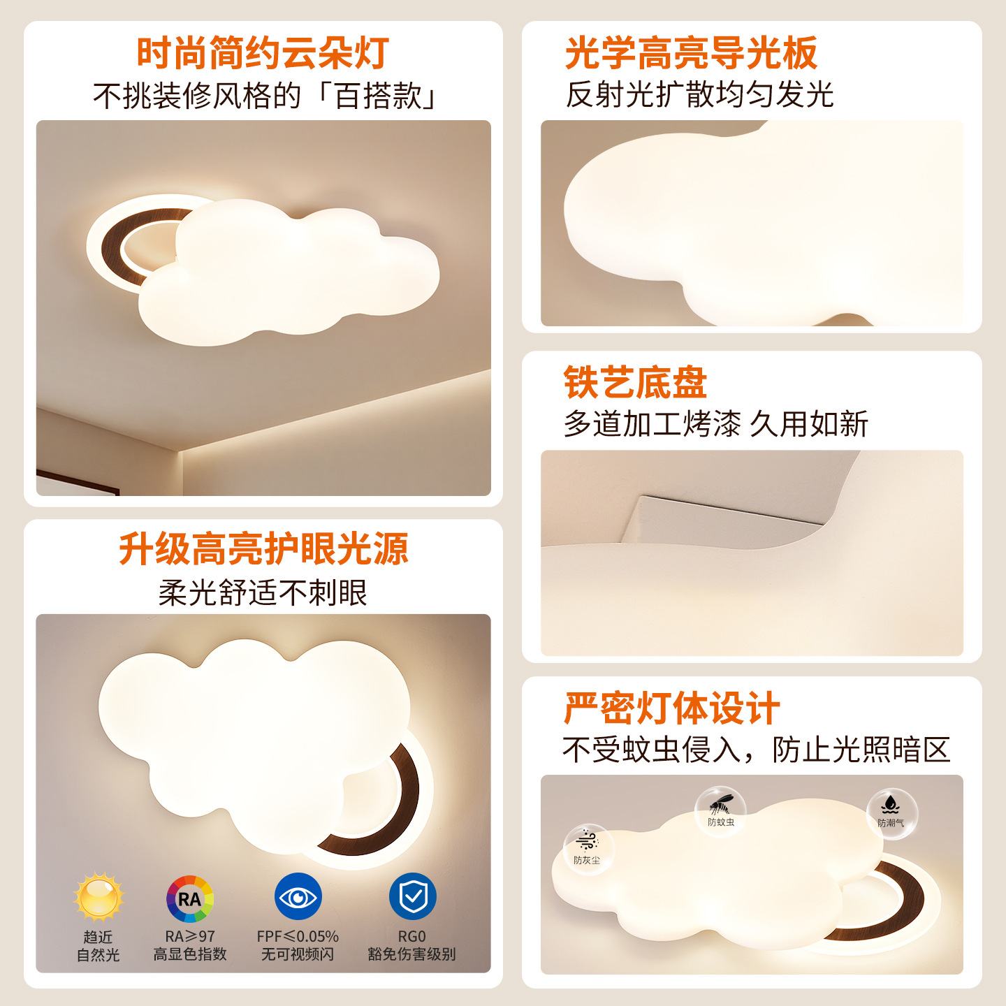 Luces de techo para la habitación de niños de Gujia, lámparas de dormitorio de protección de ojos de espectro completo, lámparas de habitación de dibujos animados cálidas y románticas 357L