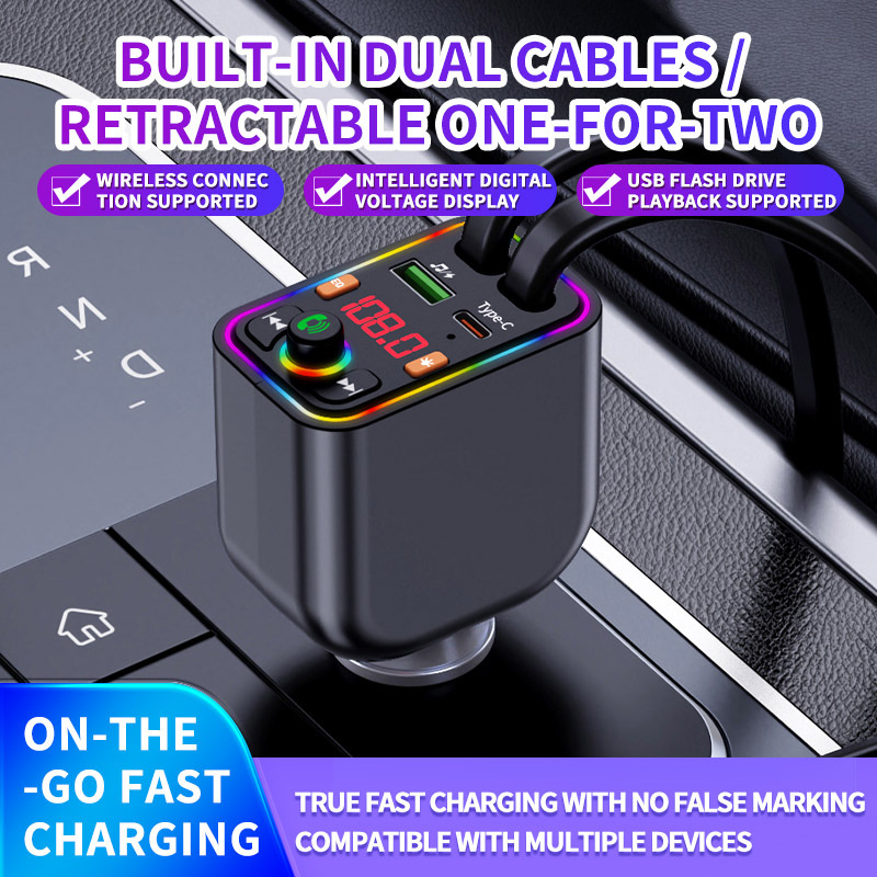 Ebay Cross-Border Factory Supply Car Bluetooth Receiver Supports Lossless Music Playback Car Mobile Phone Fast Charging