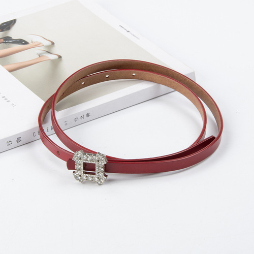 Studded Leather Women's 1.0-Inch Skinny Belt: Cowhide Design Perfect for Dresses or Casual Pants—All-Match Style, Drop Shipping Available