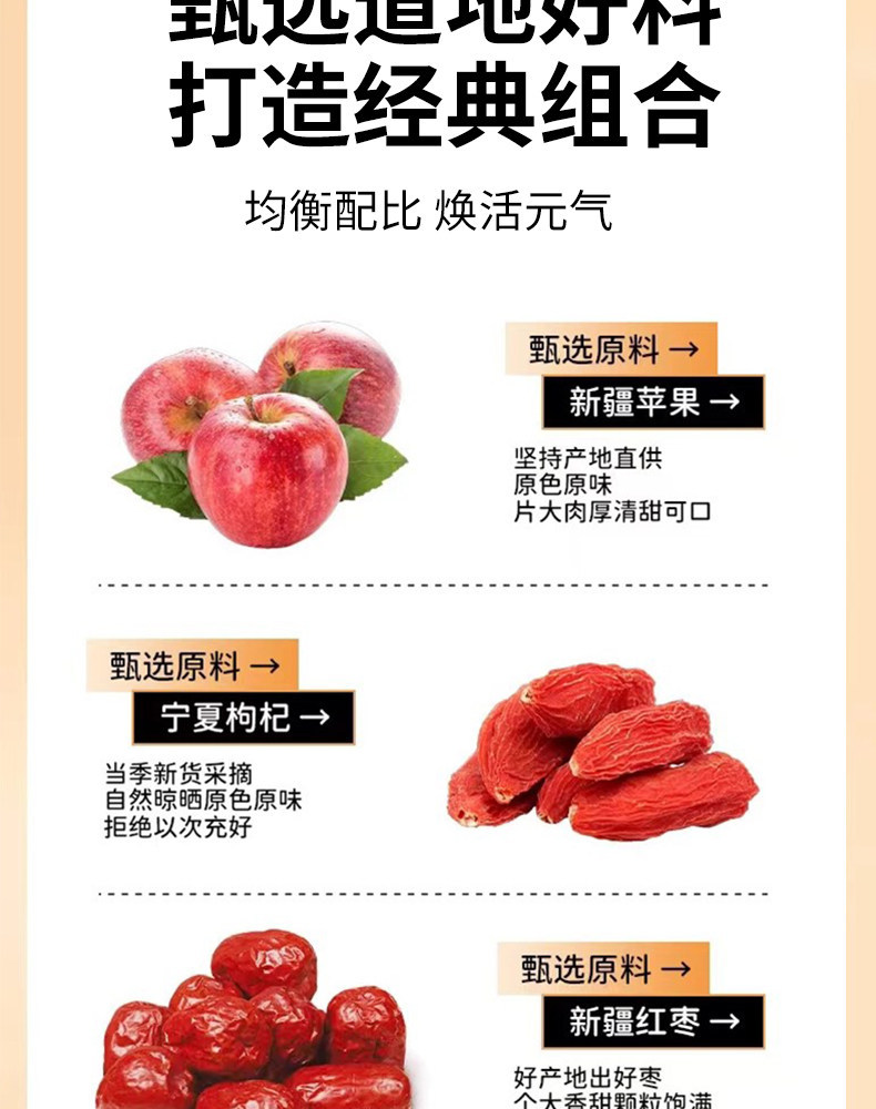 Apple Astragalus Water with Ophiopogon Red Date and Goji Tea Bags Herbal Wellness Tea for Daily Radiance quality and texture