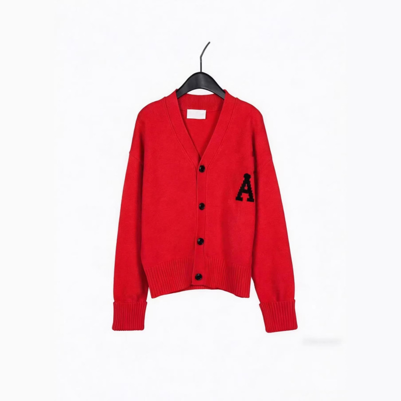 Ai Heart Jacquard Cardigan Sweater Knitwear Casual Loose Unisex V-Neck Jacket Cross-Border Dropshipping