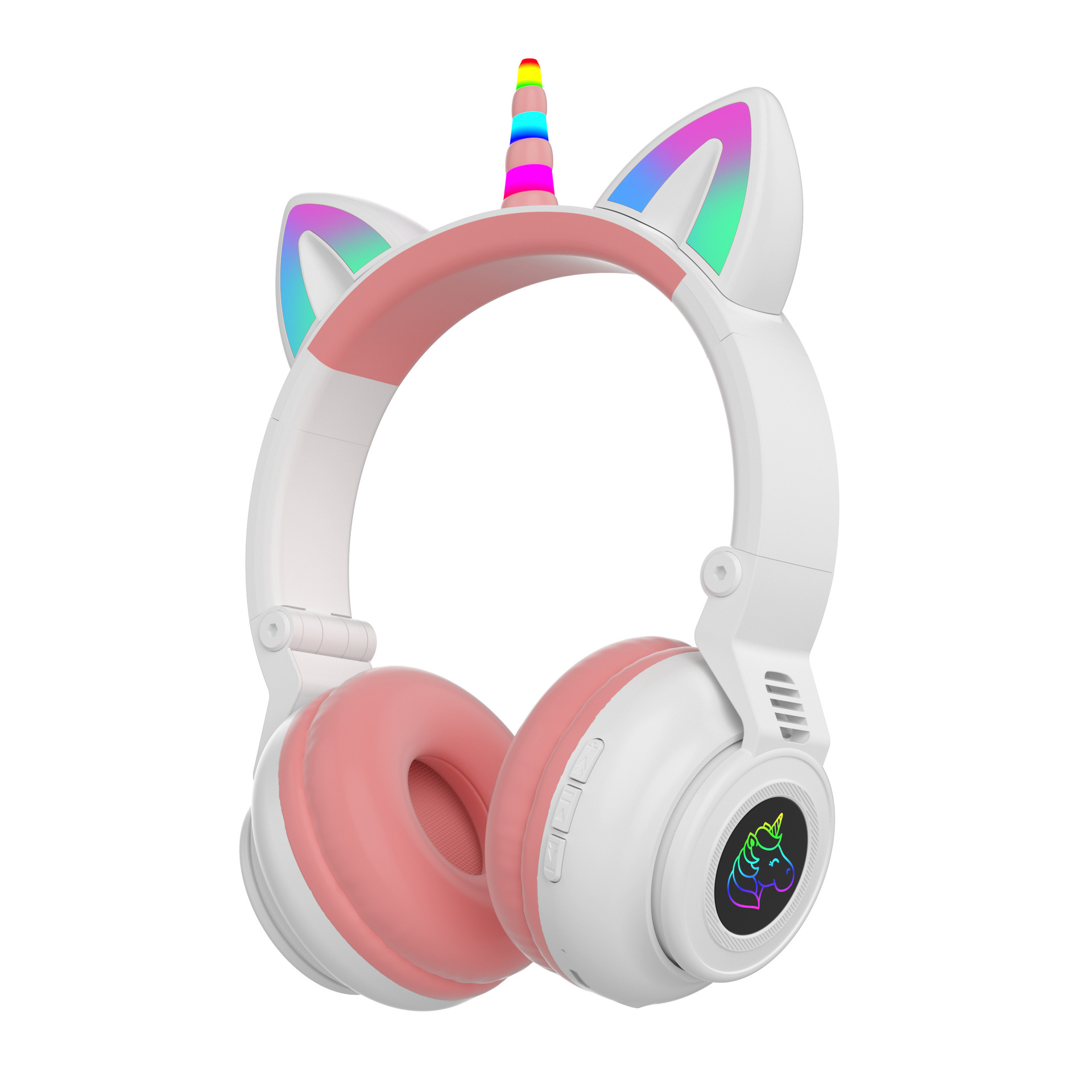 Auriculares STN-27 transfronterizos Auriculares Bluetooth unicornio luminoso inserción de tarjeta inalámbrica deportes auriculares de oreja de gato