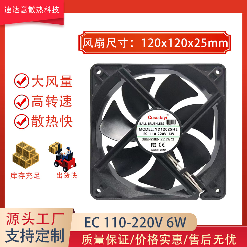 12cm/厘米EC110-220V 12025工业机箱控制柜机柜轴流散热风扇