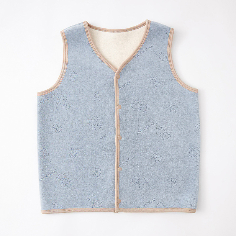 라이트 블루 올리 벨벳 베어 조끼