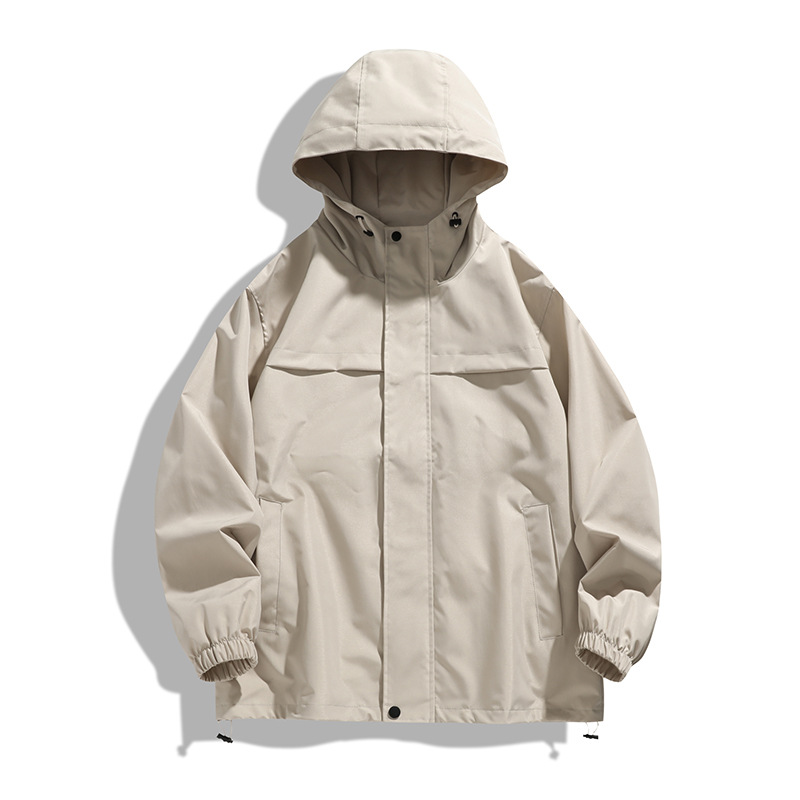 Giacca da uomo autunno nuova alla moda con cappuccio da lavoro casual larga impermeabile traspirante coppia all'aperto_voghion.com