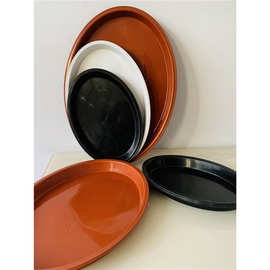 红黑色椭圆花盆托盘多肉用塑料接水盘加厚加深白色底座盆景盆底托