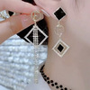 Asymmetrical earrings, long ethnic silver needle with letters, 2023 collection, 925 sample silver, ethnic style