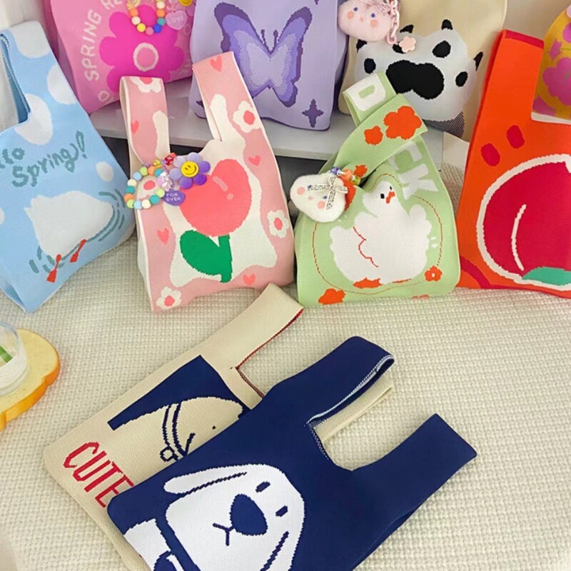 All-Match Portable Knitted Bag Little Red Book recommend Handbag Cute Style Hand Bag