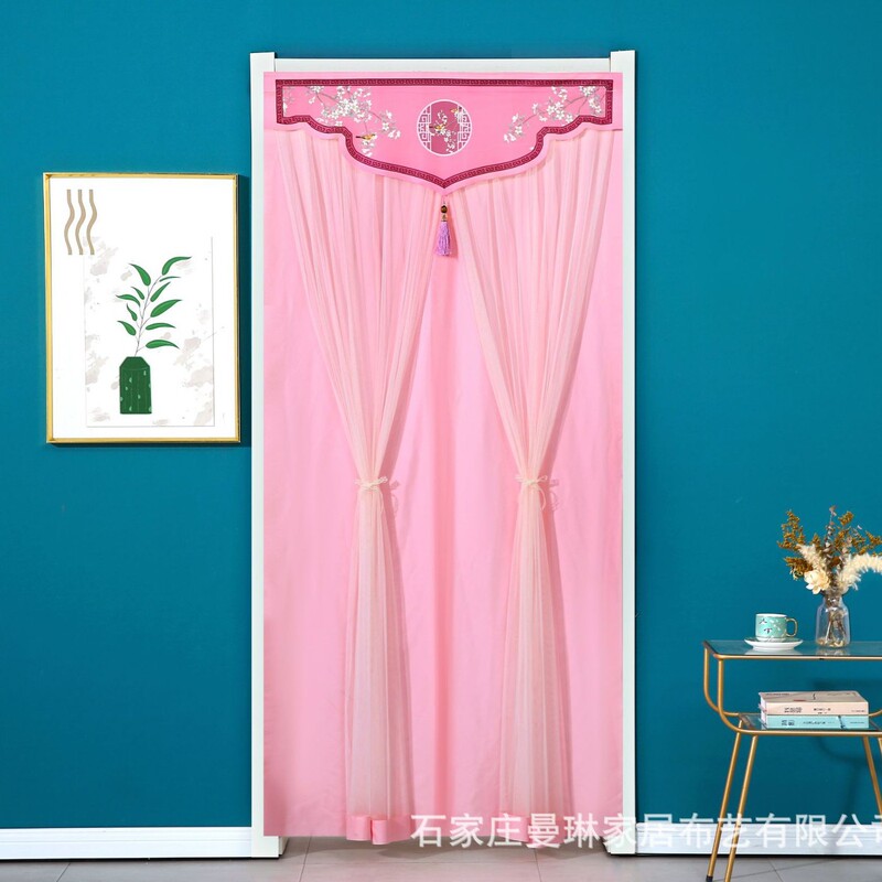 Summer Lace Sheer Curtain, No-Drill Mosquito-Proof Privacy Door Curtain, Partition with Magic Tape, Self-Adhesive, Fresh Style Window Curtain