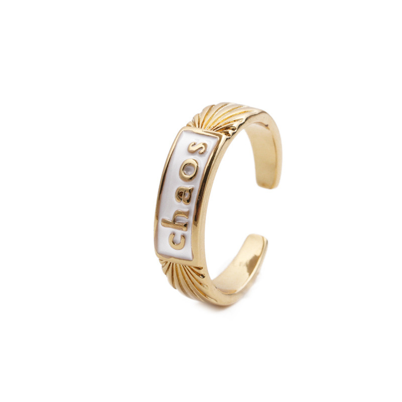 Nihaojewelry Simple Letters Dripping Oil Copper Inlaid Zircon Ring Wholesale Jewelry display picture 9