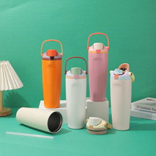 新款304不锈钢保温杯大容量户外运动水杯便携手提双饮吸管杯批发