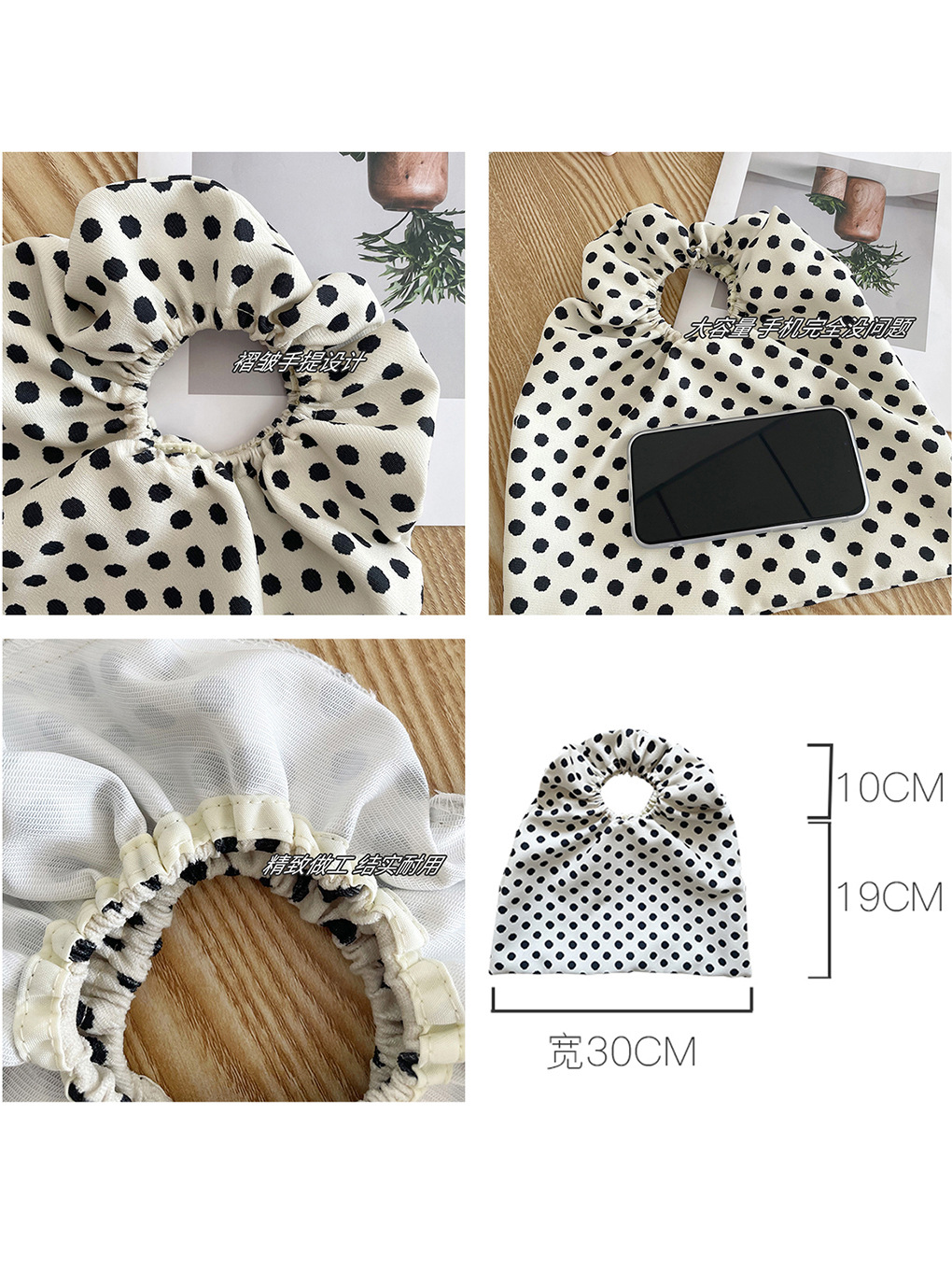 Ins pliegue de encaje bolso de mano mini bolso de muñeca sensación de nicho bolso de algodón bolsa de almacenamiento portátil bolsa de lona