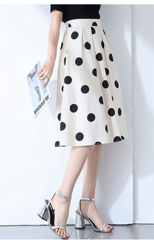 Panty Dress Spring and Summer High-Waist A-Line Hiding Hip Slimming Chiffon Polka Dot Medium Length Girls' Dress