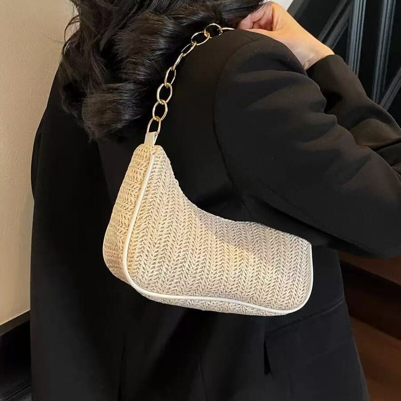 Woven Underarm Bag 2025 New Fashionable One-Shoulder Handbag Beach Bag Straw Women's Bag handbags