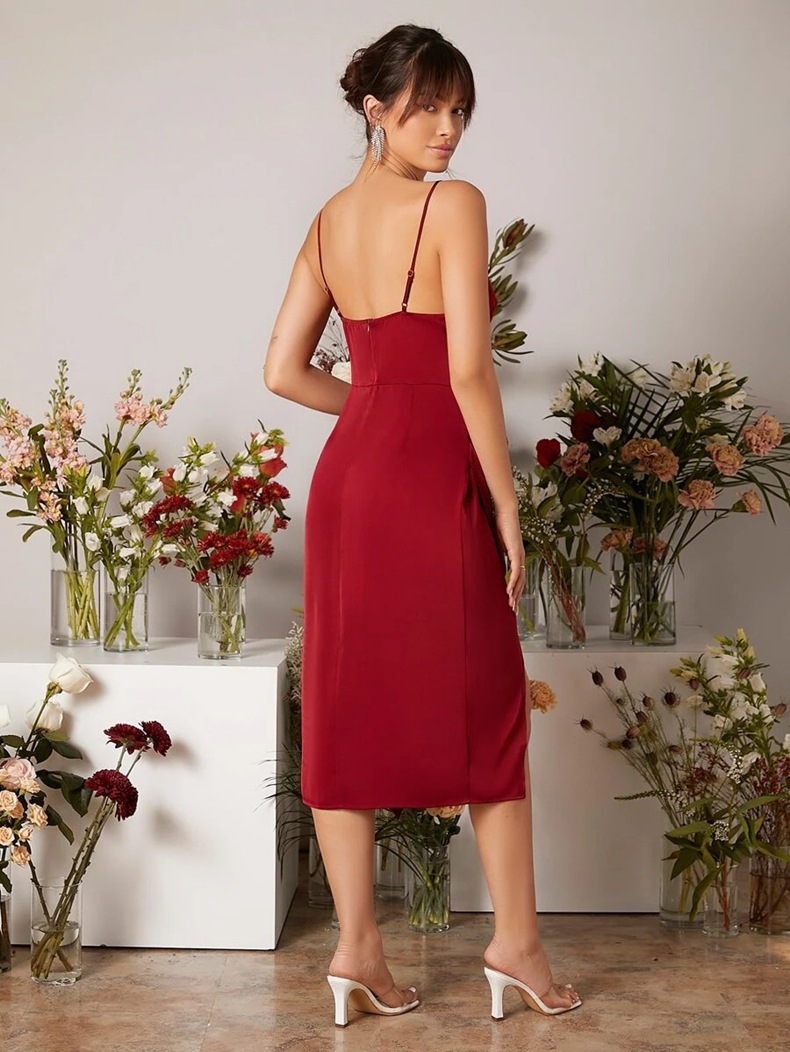 Women's Clothing Women's Satin Dress With Slits For Summer Casual Elegant Maxi Mini Length Available In Plus Sizes Various Colors_ecoleips.com