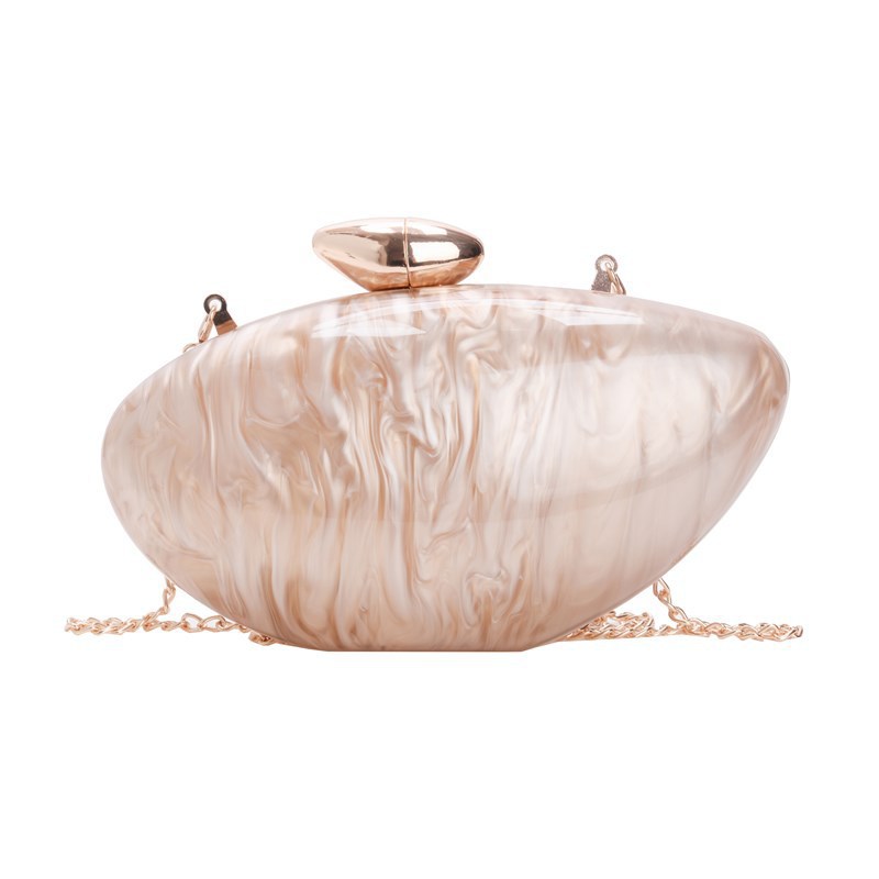 Nuevo paquete de cena de lujo ligero transfronterizo, dama alta sensación de bolso de mano acrílico bolso oval bolso de noche de hombro único