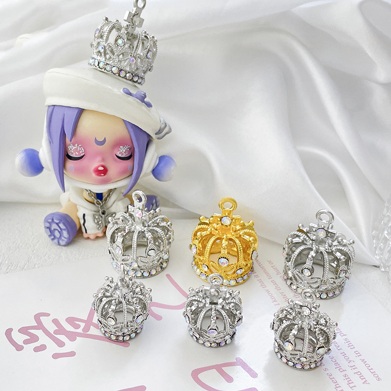 Color-preserving inlaid zirconium three-dimensional Crown DIY handmade jewelry pendant bubble Matt headdress accessories mobile phone chain material