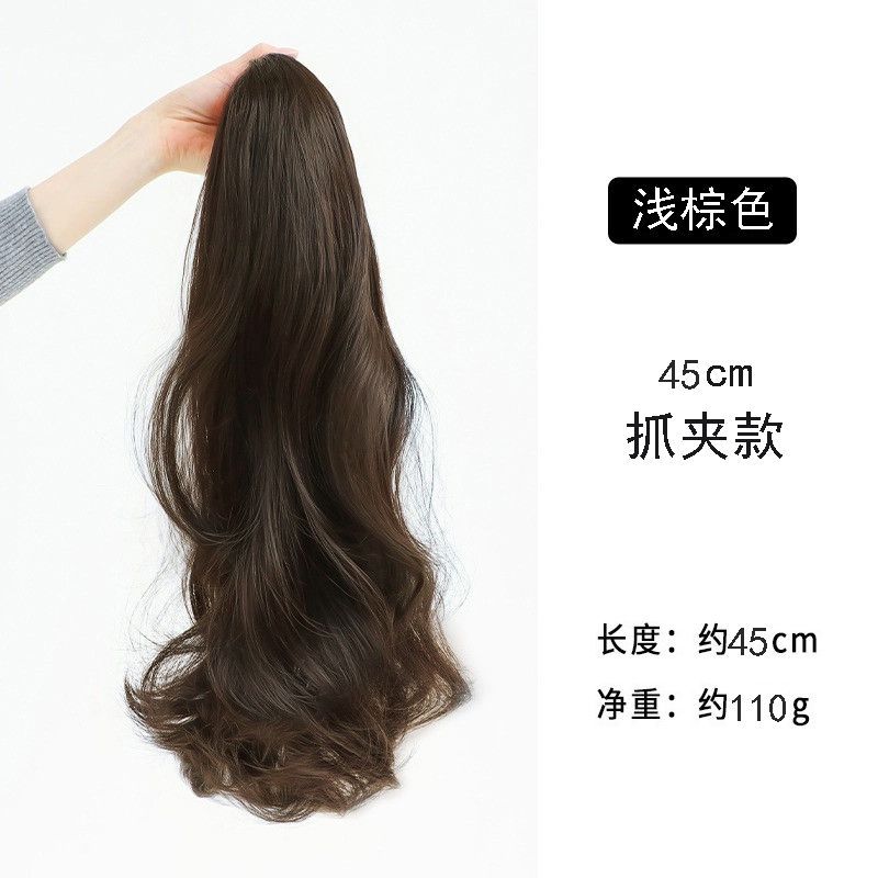 Falsa cola de caballo femenina simulación cabello agarrador tipo flor de pera natural ondulado rollo alto cráneo red vigor ligero cola de caballo alta