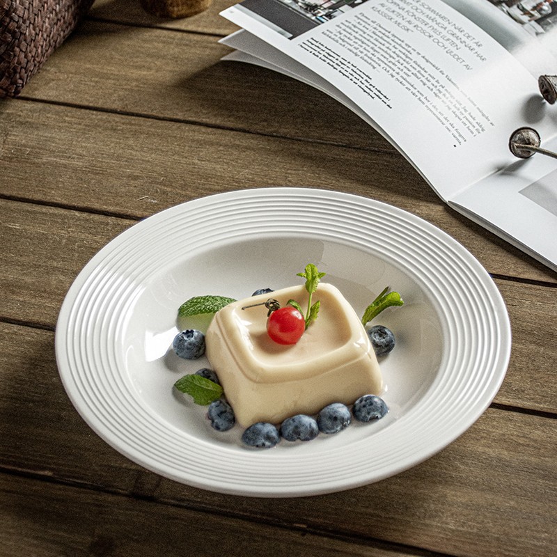 Plato de sombrero de paja de cerámica estilo japonés de alta calidad plato de postre blanco platos de platos caseros platos de platos de platos