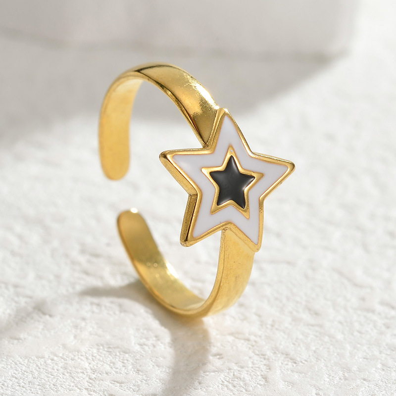 8g Weight Rings Classification Adjustable Ring Size 1 Piece Quantity Holiday, Daily Occasion Titanium Steel Material Geometric Pattern Women's Gender Enamel Design Casual, Simple Style Style Wholesale Jewelry Casual Simple Style Geometric Titanium Steel Enamel Rings 9