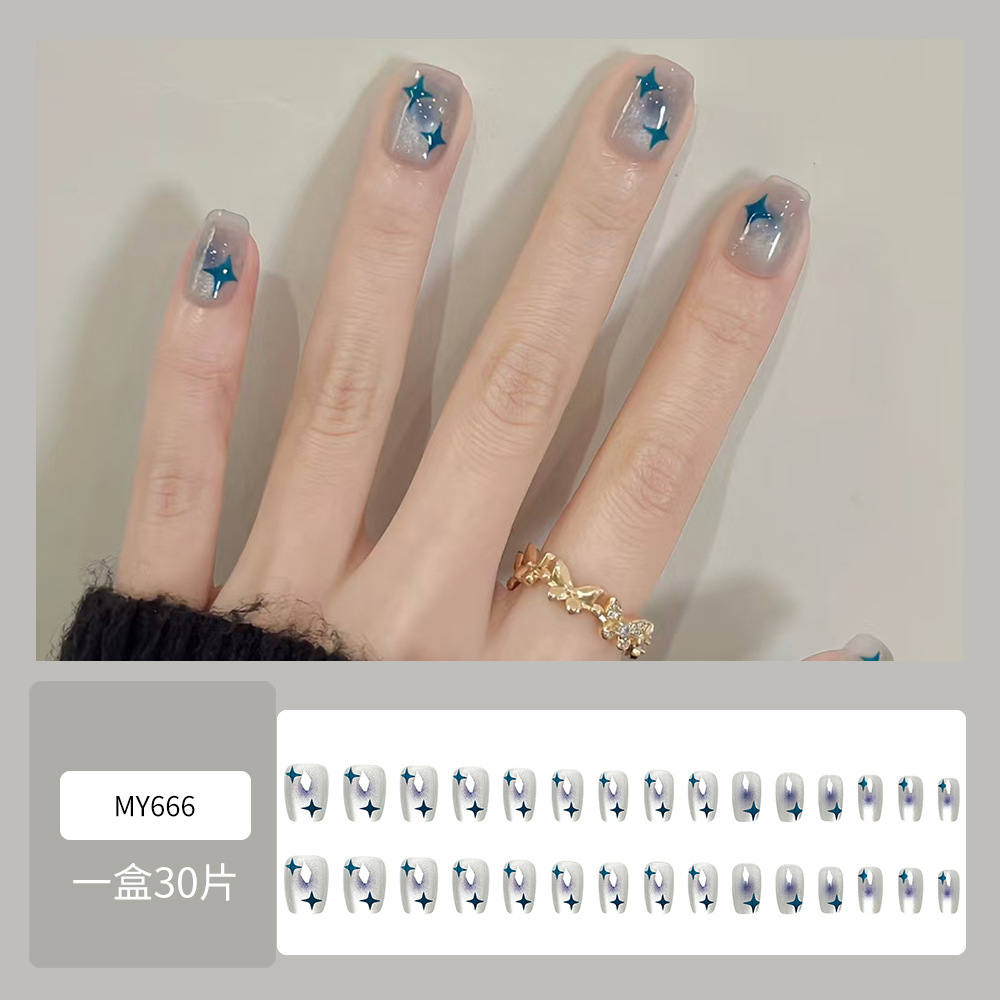 30 piezas de uñas postizas en caja, uñas de alta gama populares para llevar, puntas de uñas versátiles y de moda, gran venta al por mayor.