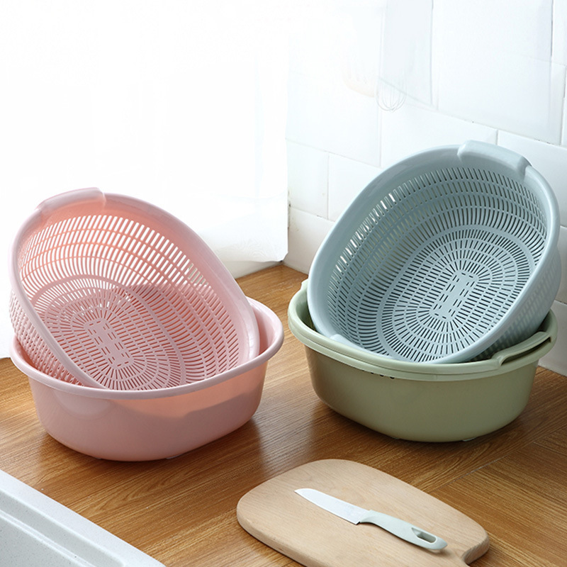 Kitchen double -layer draining basket home kitchen washing pot rice…
