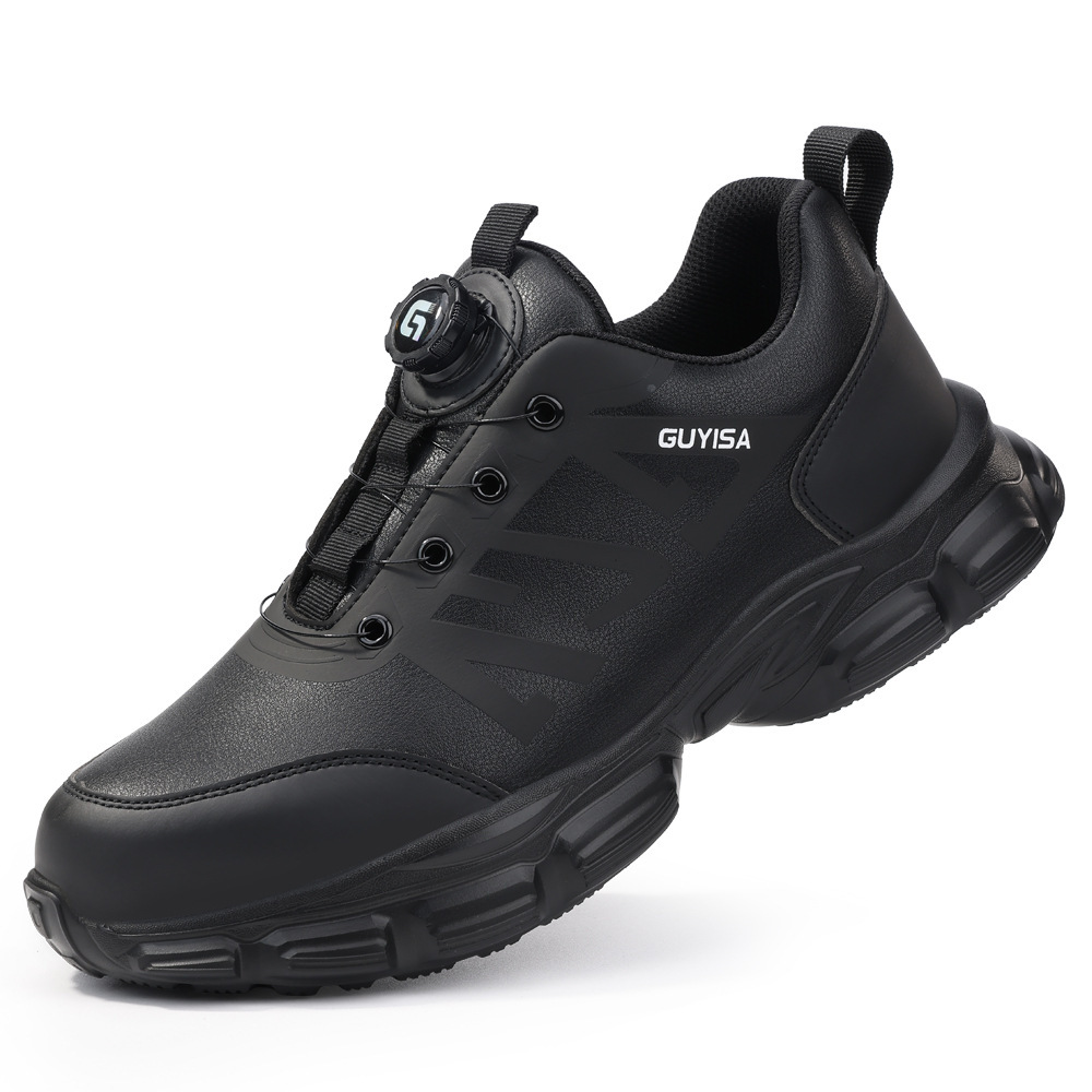 Zapatos de protección laboral ligeros de cuatro estaciones para hombres botón inteligente anti-golpe anti-perforación cabeza de acero zapatos de seguridad impermeables con suela suave zapatos resistentes al desgaste