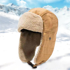 Autumn and winter retro Korean-style ear-covering hats for men and women, cotton canvas ski riding warm motorcycle caps