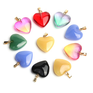 5pcs Jelly Czech glass pendant with the circle DIY jewelry accessories love heart pendant diy necklace bracelet accessories