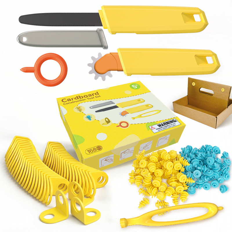 Venta transfronteriza de juguetes de ciencia y educación para niños, juegos de tornillo de cartón diy 168 juegos de tornillo de desmontaje caja de almacenamiento
