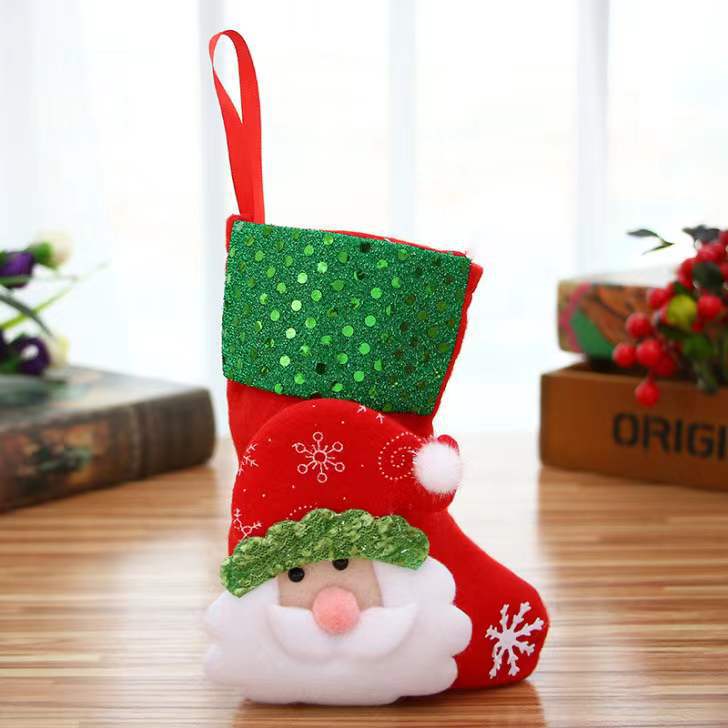 Creative Sequins Christmas Stockings Decorations Christmas Tree Ornaments Old Snowman Deer Bear Christmas Gifts Little Socks Wholesale